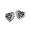 Crystal Cubic Zircon Love Heart Stud Earrings Red Green Purple Diamond Eor Rings Women Fashion Jewelry Will and Sandy