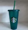 Starbucks Mermaid Goddess 24 onças/710 ml copos de mudança de cor copos de plástico para beber suco com lábio e palha canecas de café mágicas