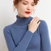 Abrini Women Winter Turtleneck Sweater Warm Solid Thermal Slim Knitted Pullovers Long Sleeve Casual Autumn 210922