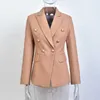 Fabpop 2021 Höst Vinter Kvinnor Ny Mode Långärmad Krage Dubbel Breasted Office Lady Slim Blazer Coat Ga054 x0721