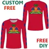 Haiti Free Custom long sleeves tshirt French Haitian Republic tshirts Flag Emblem Tee Shirts DIY HT Country Name Number T shirt X0602