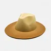 Cappello da donna Uomo Vintage Trilby Feltro Fedora a tesa larga Panama Gentleman Elegante colore sfumato per cappellini Lady Jazz