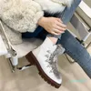 Botas 100% lana natural nieve invierno cálido cuero genuino con cordones moda dulce zapatos de mujer tamaño grande 34-43