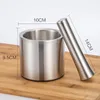 Leeseph Mortar and Pestle Sets - 18/8 Brushed Stainless Steel Manual Spice Grinder/ Bowl