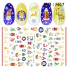 Femmes Nail Art Décorations Retour colle décalcomanies décoratives pâte Cute Cartoon Lover Sliders Santa Claus Design Stickers Manucure Accessoires de mode peut faire du bricolage