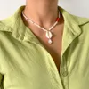 Boho Imitacja Pearl Łańcuch Naszyjnik Dla Kobiet Letni Plaża Vintage Sea Shell Concha Wisiorek Neck Biżuteria Akcesoria Nowy