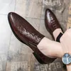 Trend erkek sivri timsah desen PU deri rahat oxford ayakkabı resmi düğün balo elbise homecoming zapatillas hombre