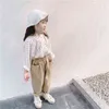 春の秋の韓国風の女の子ハーレムパンツ子供綿のポケットカジュアルズボン211103