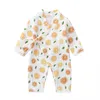 Strampler geboren Kimono Langarm Overall Baby niedlichen Cartoon Gaze Bio-Baumwolle weiche Strampler Kleidung Mode 20 210816