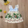 Bealaholly Lato Girl Dress Diamond Mosaic Cartoon Latający Rękaw Sukienki Princess Dress dla 1-6y maluch Dress Q0716