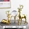 Hushållens dekorativa föremål Crystal Ball Golden Elk Ornaments Figurines Vardagsrum Porch TV Bord Vin Skåp Inredning