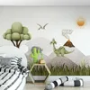 Murale 3D personalizzato Nordic Cartoon Dinosaur Illustration Camera dei bambini Sfondo Wall Paper Mural Papel de Parede Infantil