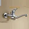 Mässing Chrome Kranar för kökshandfat Tap Dual Hole Wall Mixer Kranad Torneira Cozinha YT6033 211108