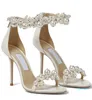 Elegante nupcial vestido de casamento Sandálias Sapatos Lady Pearls Ankle Strap Marcas de Luxo Verão Alto Salto Europeu Caminhando com Caixa, EU35-43