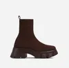 Kadınlar Için Çorap Çizmeleri Tıknaz Topuklu Sonbahar Kış Platformu Rahat Örme Kısa Patik Orta Buzağı Boot Bayan Artı Boyutu 35-43