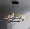 Deyidn Nordic Pendant Lamp Magpie Bird Round Golden Chandelier Living Dining Room Bar Villa Hanging Light Luxury Creative Light