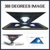 Skrivbordsbordsklockor 3D Hologram Pyramid Display Projektor Video Stand Universal Mini Durable Portable Projektorer för Smart Mobile Phone