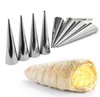 12pcs High Quality Conical Baking Tube Cone Roll Moulds Stainless Steel Spiral Croissants Molds Pastry Cream Horn Cake Bread Mold 549 S2