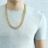 Серьги Ожерелье Золотые Ювелирные Изделия Набор для мужчин Miami CURB CUBAN Link Change Bracte Bractele Out Out Men Build Подарок 14 мм HGS262