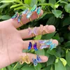 Anneaux de cluster translucide cristal verre micro insert plaqué or cuivre papillon forme bague adaptée à la fête/mariage