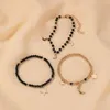 Heart Bracelets Women Stars Moon Beaded Bracelet Creative Fashion Kids SET Jewelry High Quality Trendy Metal Black Bransoletka