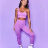 Yoga outfit sexiga sömlösa sportuppsättningar kvinnor sling 2st två bit gröda top bh leggings träning atletisk gym bär fitness set