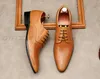 Zakelijke Kantoor Mannen Jurk Trouwschoenen Italië Design Formele Zwarte Khaki Luxe Hoge Kwaliteit Real Cowhide Leather Oxford Man Shoe