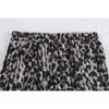 Qooth Summer Autumn Women Long Leopard Snake Skin Pleated SkirtsカジュアルマキシビーチエラスティックウエストシフォンプリントQT120 210609