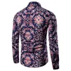 Men's Casual Shirts Long Sleeves Fashion Flowers Printed Tops Casuals Outdoor Tees Lapel Neck Clothes Colors M-4XL