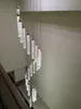 Lampadari moderni semplici a colonna a bolle di cristallo Lampade a sospensione lunghe argento / oro di lusso per Villa Duplex Scala rotante Appartamento Hotel Lobby Luci del soggiorno