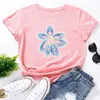 JCGO Summer Cotton Women T Shirt 5xl Plus Size Cute Flower Print Krótki Rękaw Graficzny Tees Topy Casual O-Neck Oversized Tshirt 210720