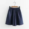 Summer Solid Casual Jean Shorts Femmes Lâche S Denim Preppy Style Élastique Taille Haute Pour 210724