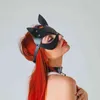 NXY Bondage Seksspeeltjes Voor Koppels Nieuwe Sexy Lederen Kat Masker Erotische BDSM Rave Head Black Halve Oog Cosplay Face Halloween Masquerade Party Masks 1211