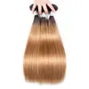 Peruvian rakt mänskligt hår vävningar ombre 2 toner 1b / 27 färg dubbla väv 100g / pc kan färgas blekt