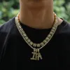 Topbling hip hop simulado diamante pingente colares A-Z nome personalizado letras bolha charme presente para homens women239v