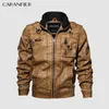 Caranfier Hommes Vestes en cuir Moto Stand Collier Zipper Poches Mâle US Taille PU Manteaux Biker Faux Mode Vêtements d'extérieur 211124