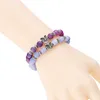 Inner Peace Heart Healing Amethyst Stone Owl beaded strands Hand Bracelet 8MM Energy Beads Purple Gemstone Silver For Women and men