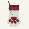 Paw Christmas Stocking Nieuwe Jaar Plaid Gift Bag Kerstmiskousen Kerstboom Opknoping Ornamenten Decoraties Party Decor Navidad Das58