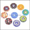 Charms Jewelry Findings & Components Natural Stone Pendant Round Coloured Glaze Big Hole Beads Colorf Safety Buckle For Diy Bracelet Necklac