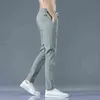 Men's Trousers Spring Summer Thin Green Solid Color Fashion Pocket Applique Full Length Casual Work Pants Pantalon 211112