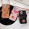 modne etui na telefon iPhone 14 14pro 14plus 13 13pro 12pro 12 11 pro max Xs XR Xsmax 7 8 plus luksusowe skórzane etui na karty projektant etui na telefon komórkowy ze smyczą