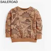 Saileroad 유아 소년 스웨터 가을 동물 공룡 어린이 셔츠 의류 면화 아기 키즈 후드 211110