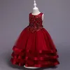 2021 Letni Druhna Dziewczyna Sukienka Eleganckie Dzieci Sukienki Dla Dziewczyn Dzieci Ubrania Ślubna Księżniczka Koronkowa Kwiatowa Dress 10 12 lat
