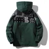 Jesień ponadgabarytowa czarna kurtka moda japoński harajuku kapturowy płaszcz wiatrówka streetwear mężczyzna odzież wierzchnia męska plus rozmiar 211126