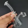 5Inches Narguilés Quartz Banger Bécher Avec Bol Plat De 4mm D'épaisseur Mini Bong Clair Dab Oil Rigs Clous Boîte Individuelle Pipe À Eau VS Bongs En Verre