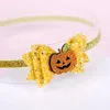 30pcs/lot Halloween glitter elastic headband shiny leather bowknot bow headbands for children headwear Halloweens wholesale