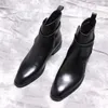 Luxury Men Boots tornozelo de alto grau Sapatos de couro genuínos homens vestido botas deslizam na fivela tira preto marrom calçados casuais botas homens