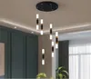 Lustre led rond et long en acrylique, design moderne et créatif, luminaire décoratif d'intérieur, idéal pour un restaurant, un salon, des escaliers ou un grenier