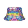 Cappello da pescatore tinto cravatta in cotone protezione solare a doppia faccia Bucket Cap grandi cappelli da festa anti ultravioletti T2I52479