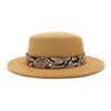 Sombreros de fieltro planos Vintage informales, sombreros de lana de ala ancha para fiesta, sombrero Formal, gorra de jugador de fieltro